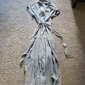 Striped Gray Maxi Dress